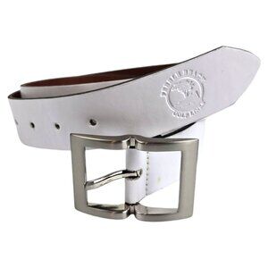 YRI Pebble Beach Golf Links White Leather Men's Belt 34/85 8002 Made in USA